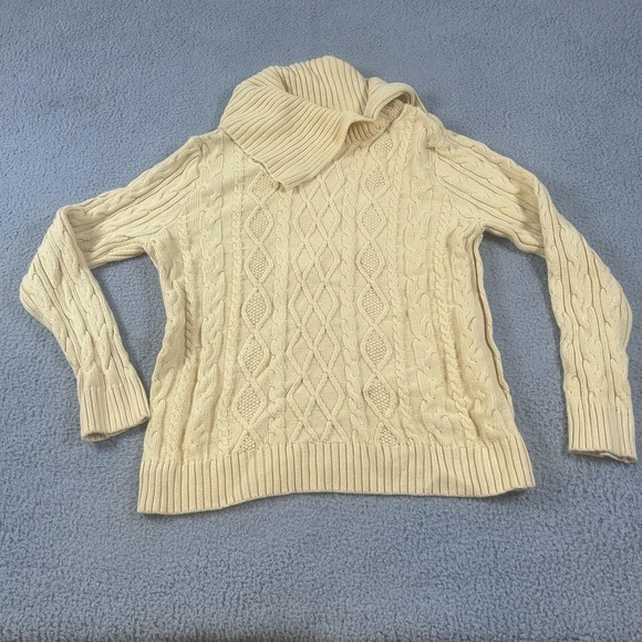 JEANNE PIERRE Sweaters - Jeanne Pierre Sweater Womens XL White Cable Diamond Knit Cowl Neck Pullover